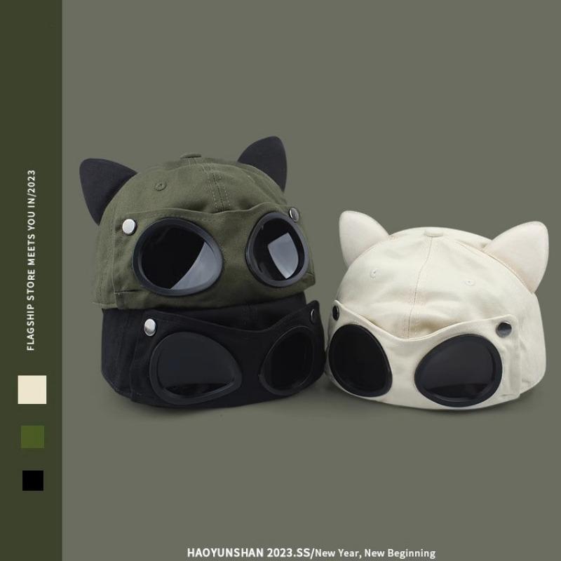 Милые кошачьи ушки шапка-пилот очки бейсболка женская солнцезащитная кепка мужская большой обхват головы модный бренд