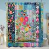 Beautiful Plant Flower Shower Curtain Eucalyptus Leaf Cherry Blossom Scenery Cat Butterfly Polyester Bath Curtain Bathroom Decor
