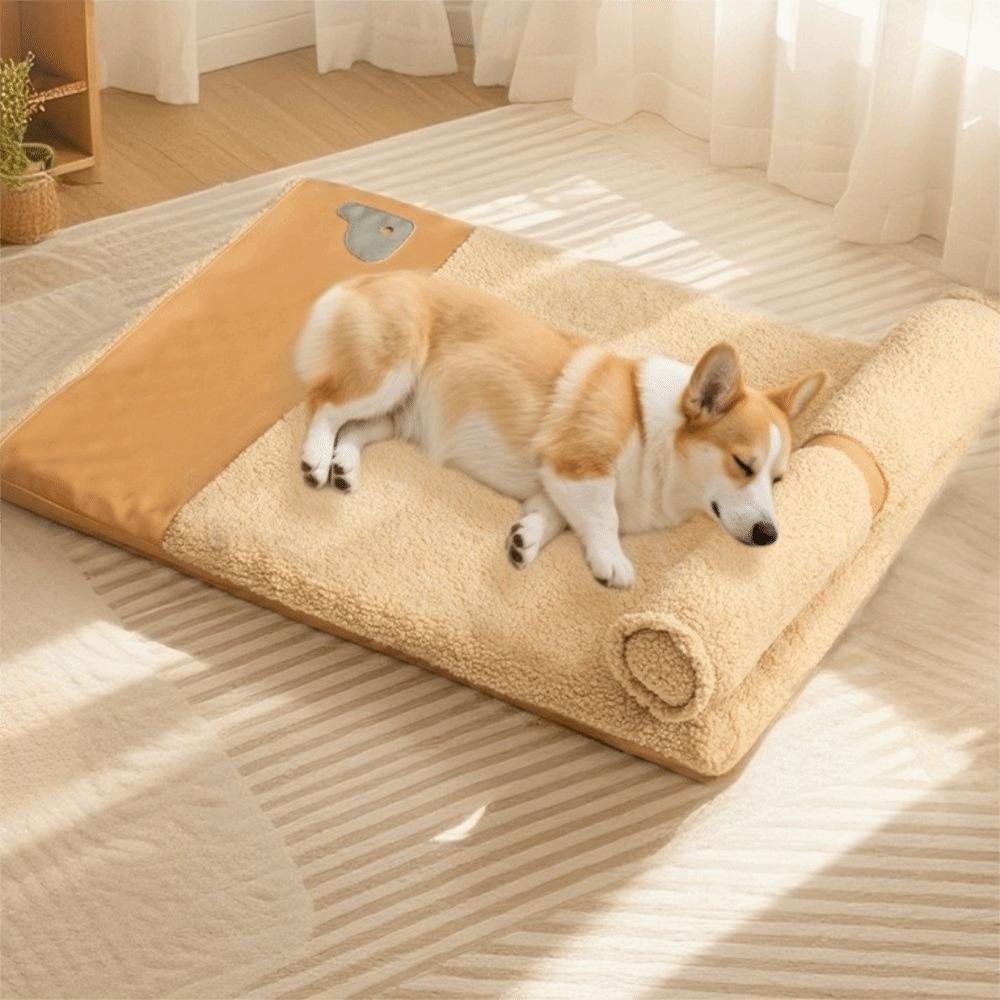 Removable Dog Sleeping Mat Neck Protection Pet Dog House Practical Dog Plush Bed Crate