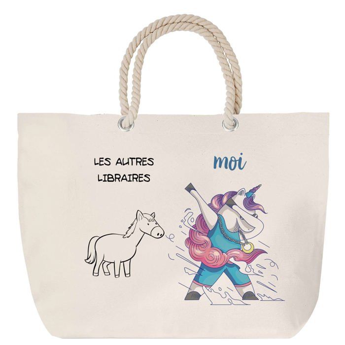 Sac de plage anse corde - PLANETEE - Les Autres vs Moi - Grand format - Coton - Anse corde solide