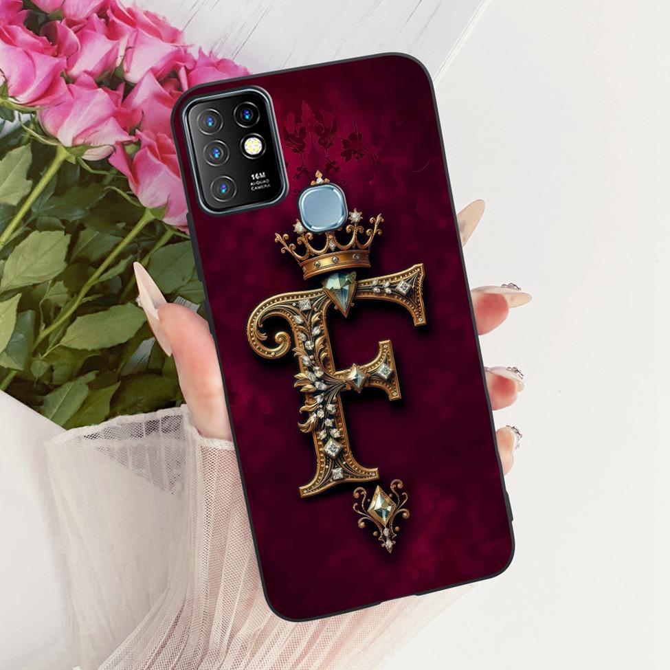 For Infinix Hot 10 Case Cover Luxury A-Z Letters 2D Painted Silicone Bumper For Infinix Hot10 X682B X682C Casing