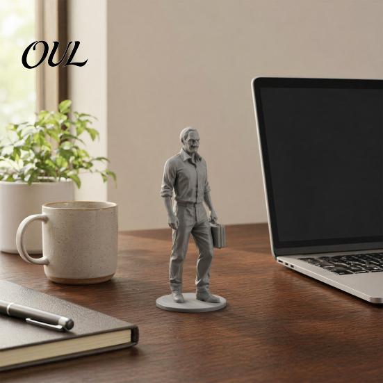Motivational Home Office Gift Desk Businessman Statue, 3D Printed Decor for Men, Workstation Mini Statue Executive Figurine with Briefcase,