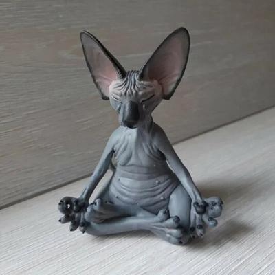 Бесшерстная Кошка Медитация Смоляное Украшение Серия Будда Медитация Домашнее Украшение Дизайн Креативное Украшение