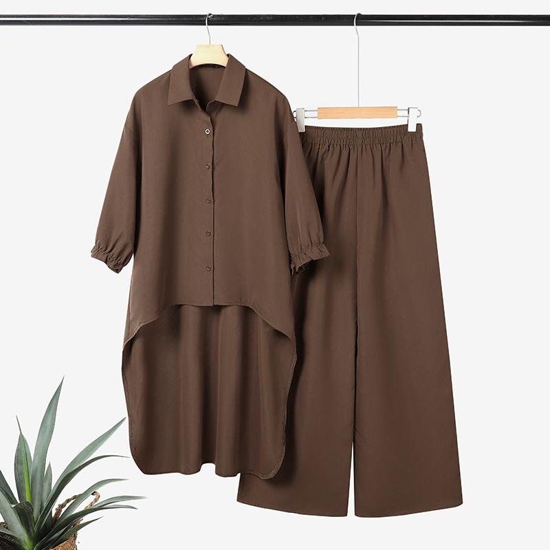 ZANZEA Женские комплекты из двух предметов: блузка с длинным рукавом и длинные брюки, повседневные