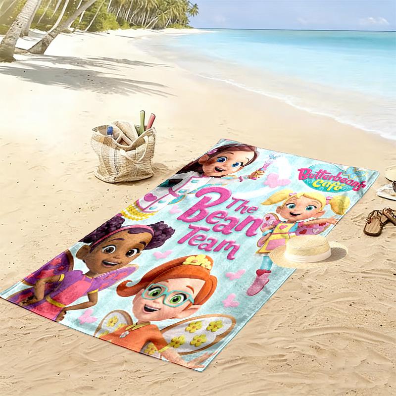 Butterbean's Café Print Beach Towel, Large Soft Quick Dry Towel for Beach Camping Swimming
