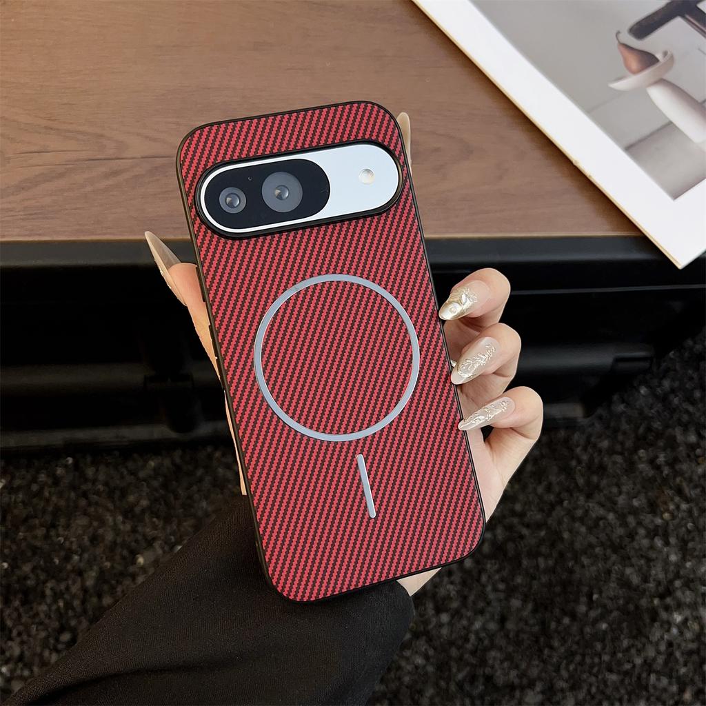 For Google Pixel 10 Pro/Pixel 10 Case Compatible with MagSafe Carbon Fiber Texture Leather Back Phone Cover