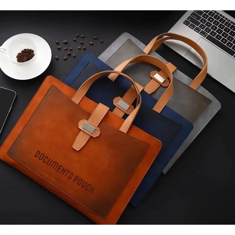 1/3 шт. Деловая кожаная папка-портфель с множеством карманов, большая вместимость, ручной органайзер для документов с кожаной пряжкой