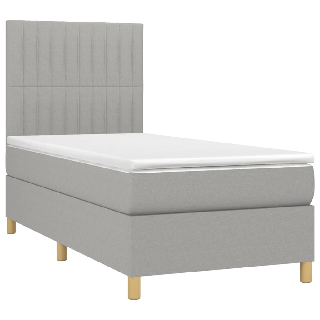 Box Spring Bed with Mattress Light Grey 80 x 200 cm Fabric