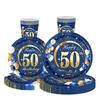 Синий Золотой С 50-летием Вечеринка Одноразовая Посуда Синий Шар 50-летняя Тарелки Салфетка Взрослый 50-летний День Рождения Декор