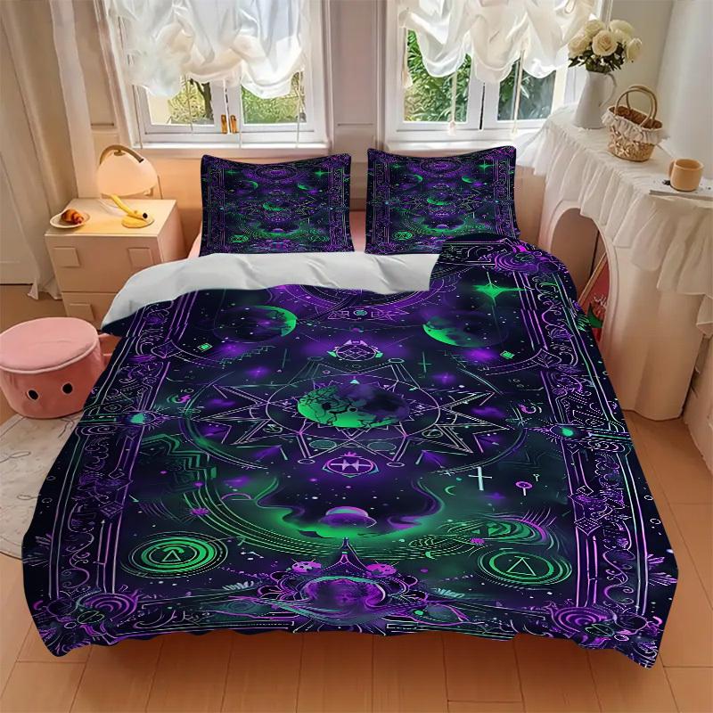 3pcs Cosmic Mandala Bedding Set, Includes 1 Comforter + 2 Pillowcases, Without Pillow Inserts, Soft Comfortable, Lightweight Breathable053