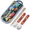 Lunch Box Trio Set Chopsticks Spoon Fork Disney Cars 24 for Children Antibacterial Treatment Easy To Open Sliding Type Made In Japan TACC2AG-A