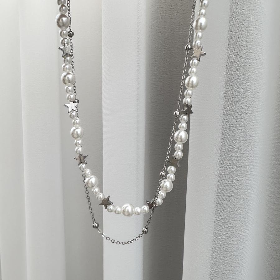 Ingemark 6 Styles Elegant Imitation Pearls Acrylic CCB Star Pendant Chokers Necklace Trendy Hip-hop Cool Alloy Chain Y2K Jewelry