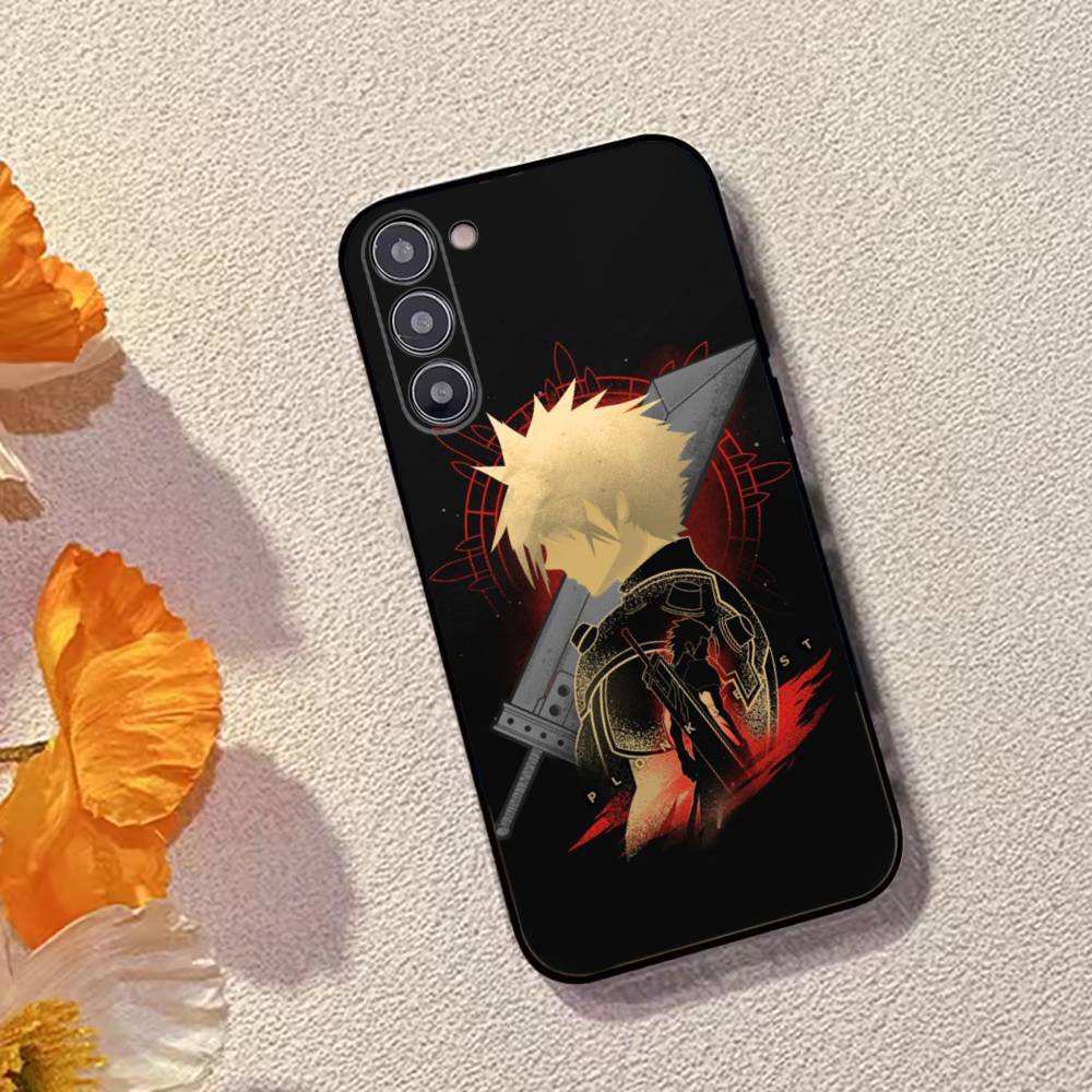 Чехол для телефона F-FINAL F-FANTASY Cloud Strife для Samsung Galaxy A73, A72, A71, A70, A53, A52, A51, Другие Мягкий черный чехол