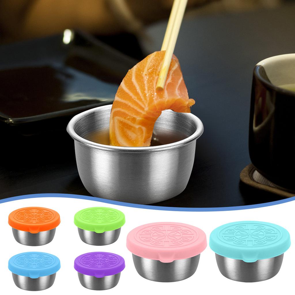 6 шт. Контейнер для заправки, Нержавеющая сталь, небольшие контейнеры для приправ с герметичными силиконовыми крышками, многоразовые контейнеры для ланч-боксов, пикников