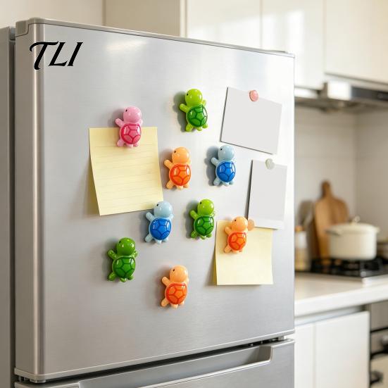 Magnetic Memo Holders 5Pcs Mini Resin Turtle Refrigerator Magnet, Colorful Tortoise Fridge Decorative Magnets Home Office Kitchen Locker Accessories