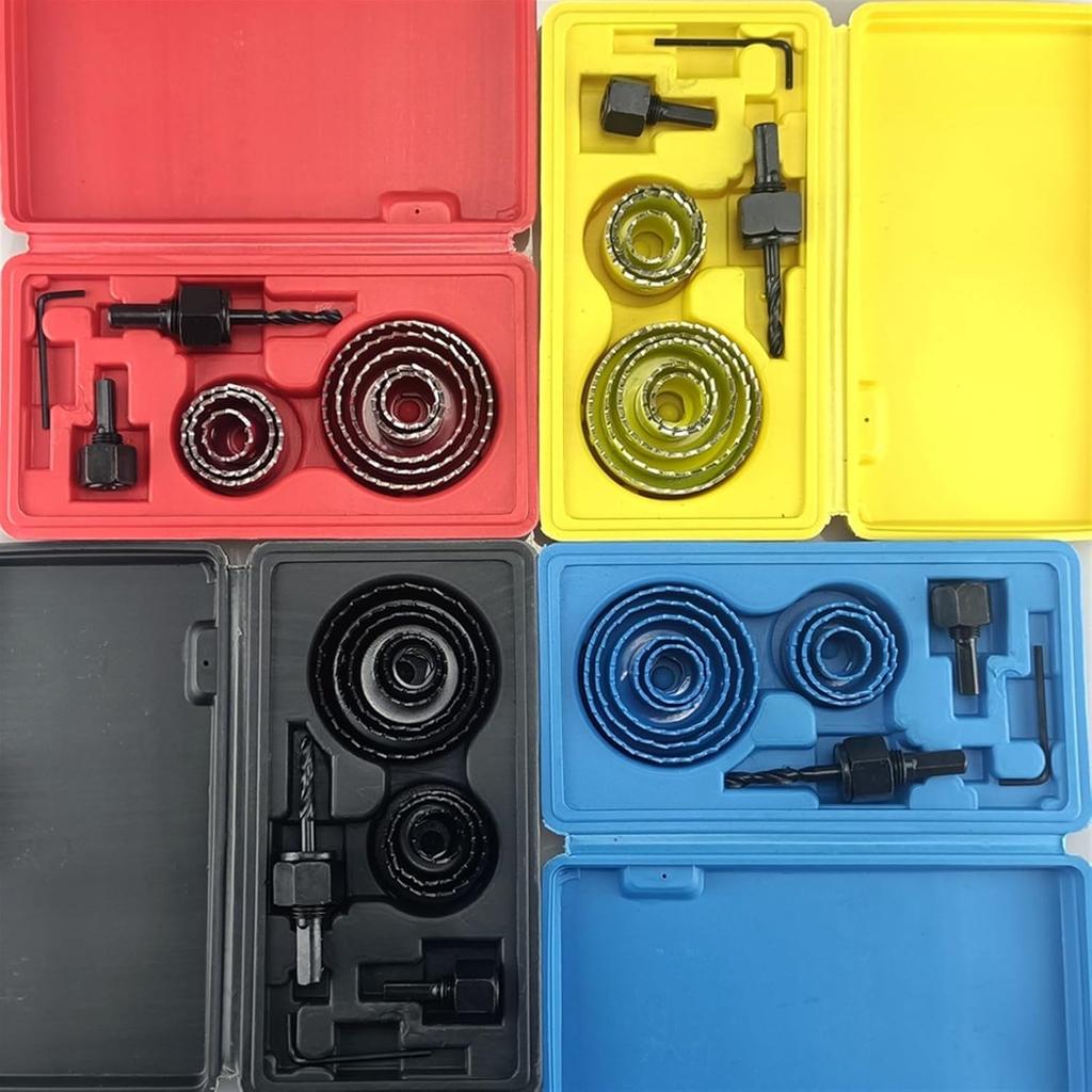 19-127 мм набор кольцевых пил, чашечная пила, сверло по дереву, коронка для гипсокартона, дерева, пластика, плотности плит, металла, деревообрабатывающие инструменты (цвет : А, Размер : Синий 13шт