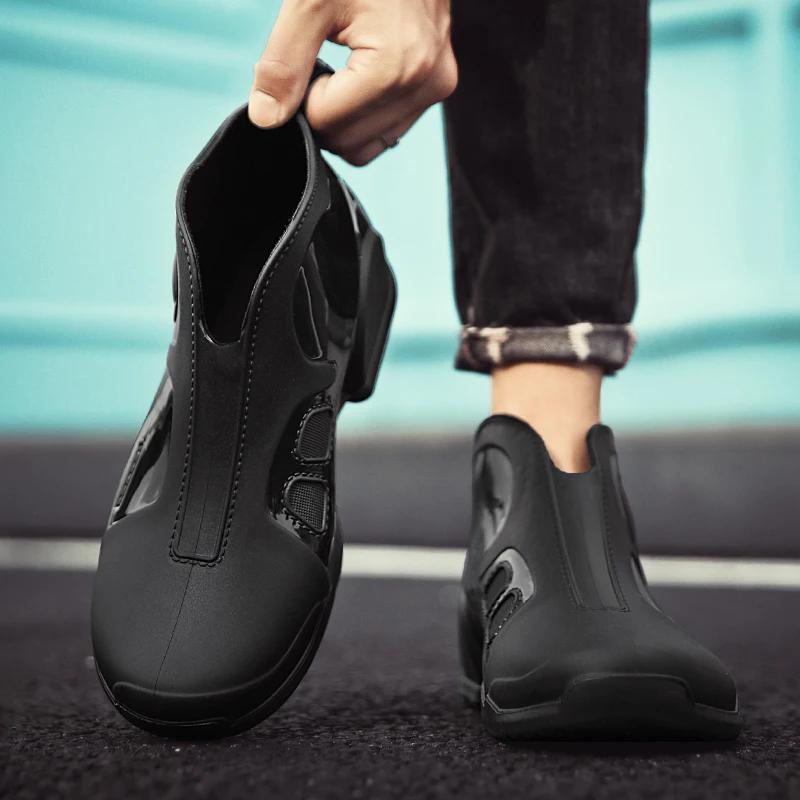 Модные Уникальные Мужские Дождевые Ботинки Водонепроницаемые Нескользящие Рыбацкие Ботинки Толстая Подошва Износостойкие Теплые Обувь для Мойки Машин Zapatillas Мужские