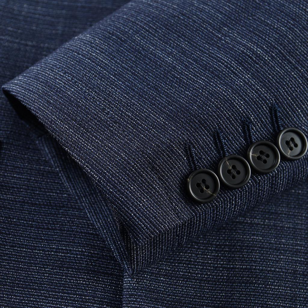 Comfortable, breathable and casual men's autumn flat collar versatile suit jacket with fine spun and yarn dyed fabrics