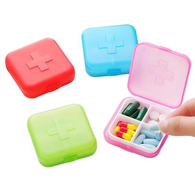 Портативный дорожный 4-сеточный ящик для хранения таблеток, контейнер, мини-органайзер для лекарств