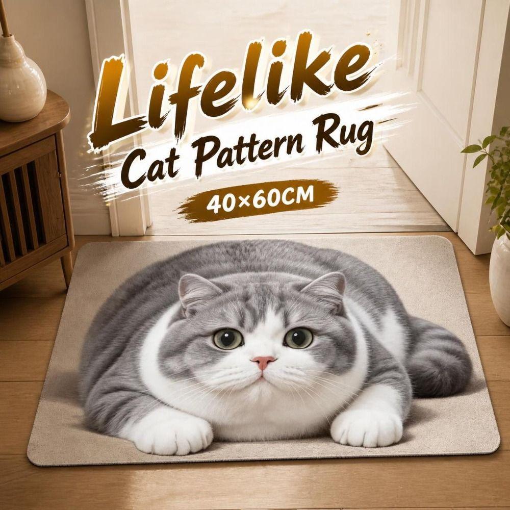 Diatomite Entryway Rug Absorbent Pet Floor Mat Durable Cat Print Doormat Household