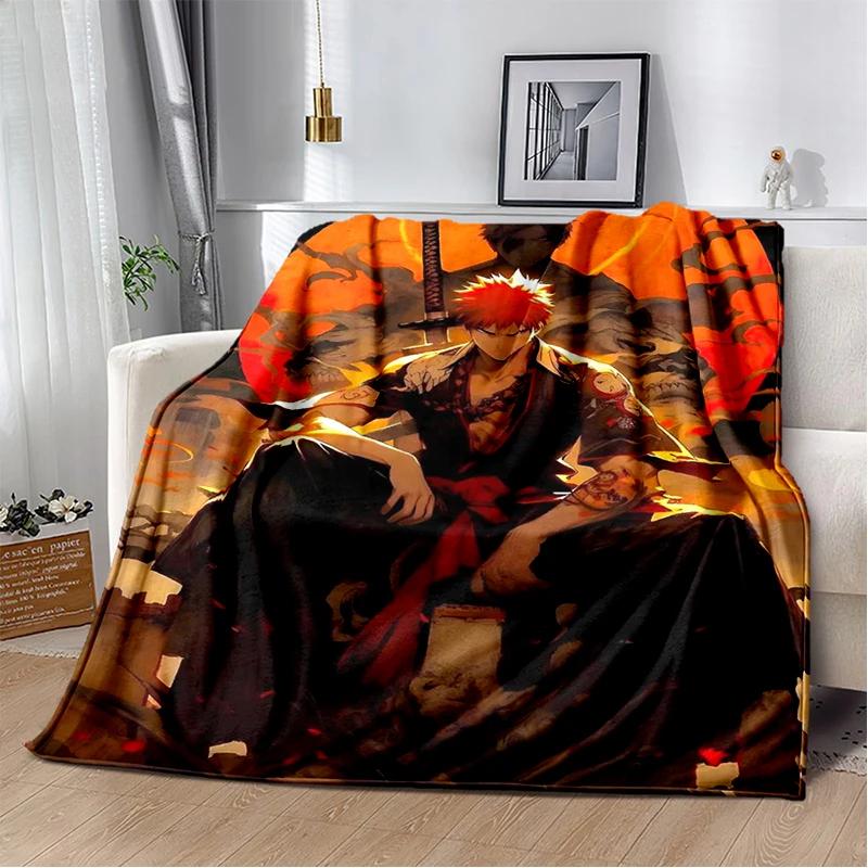 2025 New Style Bleach Kurosaki Ichigo Anime Cartoon Soft Flannel Blankets,Throw Blanket Comfortable for Beds Sofa Home Bedroom