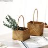 Straw Flower Basket Hand-woven Storage Box Living Room Tabletop Flower Arrangement Portable Storage Basket Home Sort Out Boxes