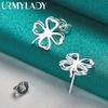 Серьги-гвоздики из стерлингового серебра 925 пробы с четырьмя листьями клевера для женщин, модные ювелирные изделия
