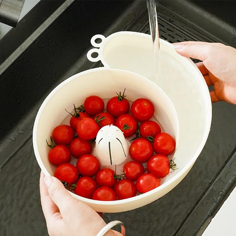 Snail Shape Fruit Drainer Basket Creative Automatic Rotation Clean Vegetable Washing Basin Multi-Functional Reusable