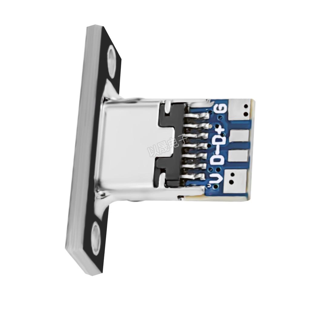 Разъем USB-C Female 4-контактный Черный Коннектор для DIY Модификаций Зарядных Кабелей.