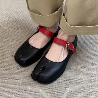 Версия из овчины, нишевая модель с увеличением внутренней высоты, первый слой овчины, туфли с раздельным носком, одинарная обувь, высококачественные маленькие кожаные туфли