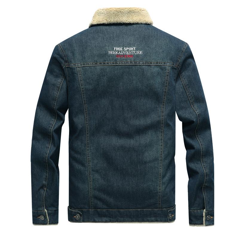 Зимняя мужская джинсовая куртка с хлопковой подкладкой, повседневное хлопковое пальто большого размера, бархатное толстое пальто