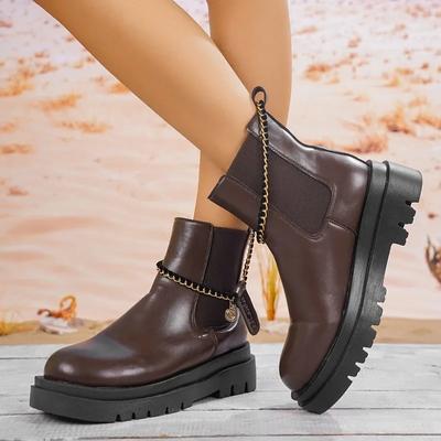 Модная женская обувь 2024 Высокое качество Ботильоны Женские Модные Цепь Современные Ботинки Женские Новые Клепки Большой Размер Обувь для Женщин