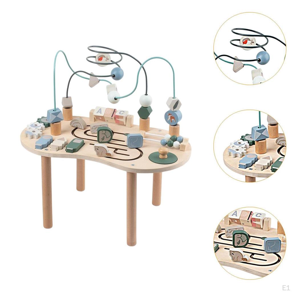 Игрушка-сортировщик фигур из дерева, вращающийся блок, центр с лабиринтом из бусин