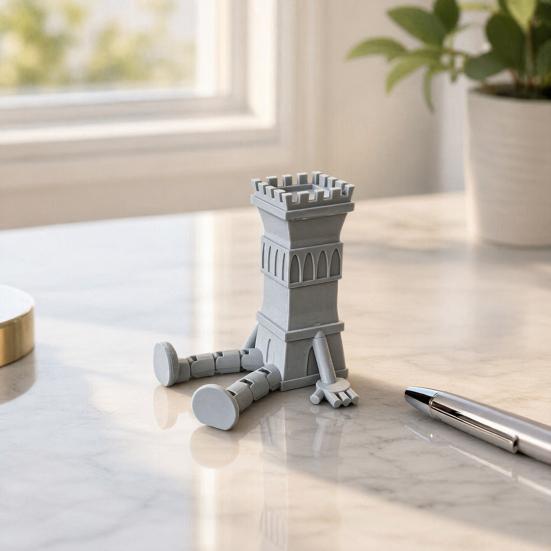 3D Printed Articulated Castle Action Figure, Flexible Fantasy Tower Toy, Creative Desk Decor & Fidget Toy, Unique Gift for Model Lovers Kids