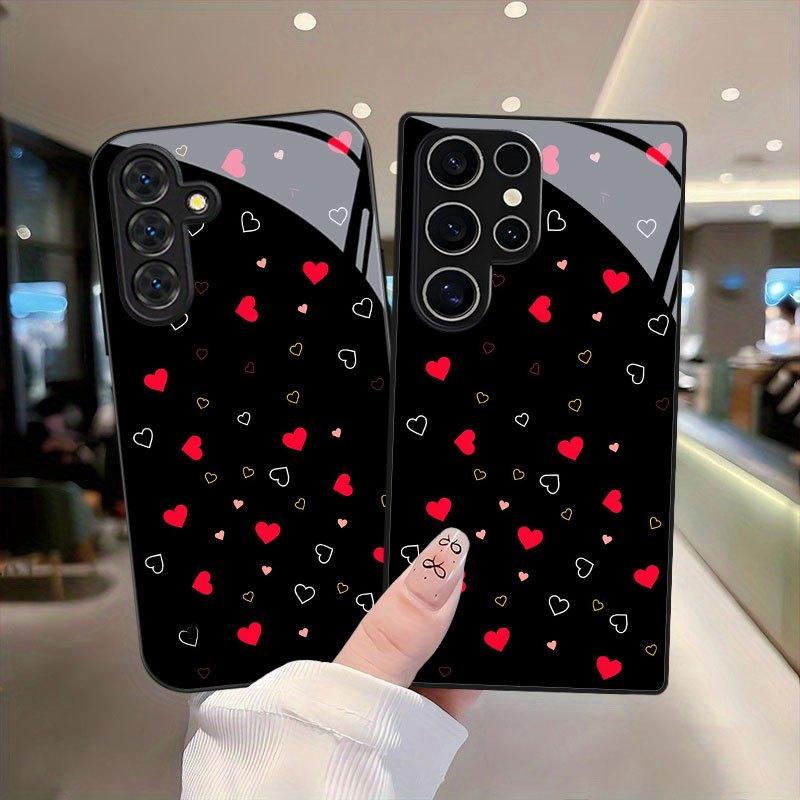 Стеклянный чехол для телефона с принтом в виде сердца для Samsung galaxy S26 S25 S24 S23 S22 S21 S20 FE Ultra Plus5GЗащитная задняя крышка от падения