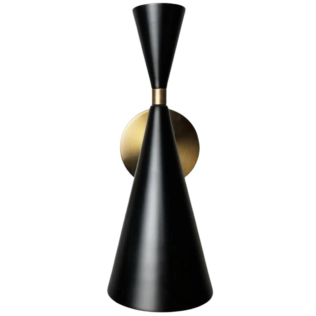 Современная итальянская настенная лампа для чтения 1950-х годов из бронзы и эмалевых настенных бра