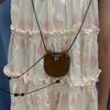 with Long Strap Suede Bag Necklace PU Sweater Chain Necklace New Wearing Key Bag Necklace