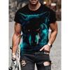 Летняя футболка больших размеров с коротким рукавом, мужская футболка с 3d принтом зеленого волка, мужская повседневная спортивная футболка, мужская футболка