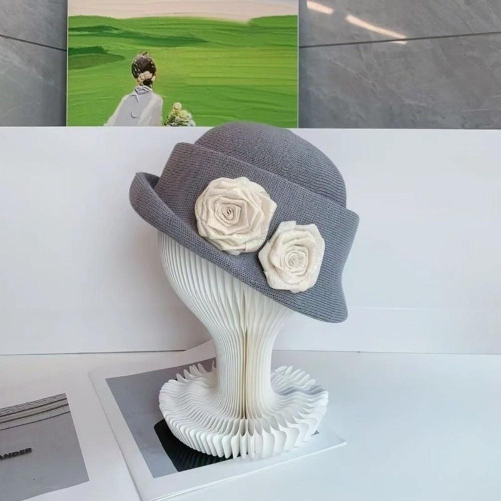 Elegant Floral Bowler Hat French Style Women's Formal hat Fashion Camellia Flower Cap Lady