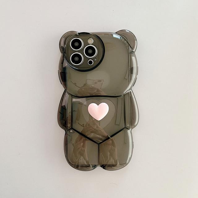 Прозрачный чехол в форме мультяшного 3d медведя с милым дизайном для Iphone 13 12 11 Pro Max Xs Max Xr X, корейский защитный чехол для объектива с сердечком любви