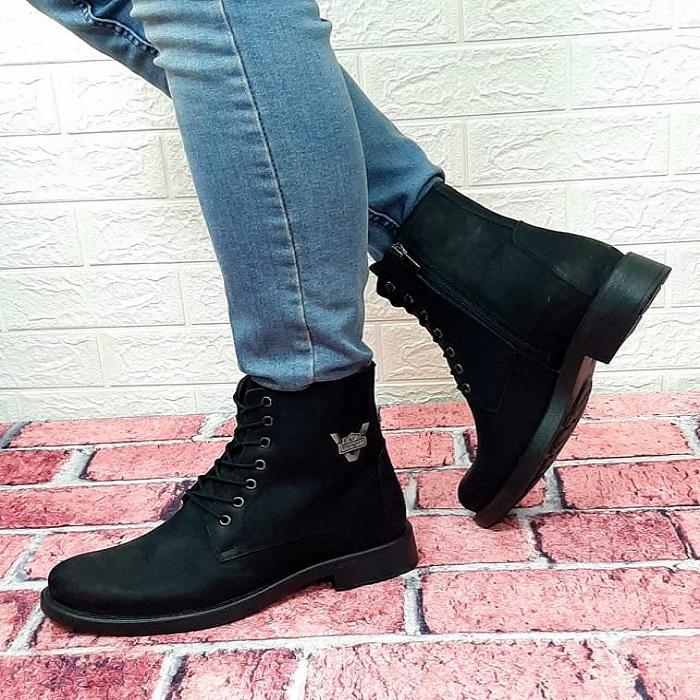 VOYAGER 3517 Черные мужские ботинки из натуральной кожи на молнии