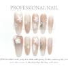 100% HANDMADE Press On Artificial Nail Long-Oval Shape Crystal Butterfly Gentle Flower Gradient Phototherapy Nails Fake Nails Reusable