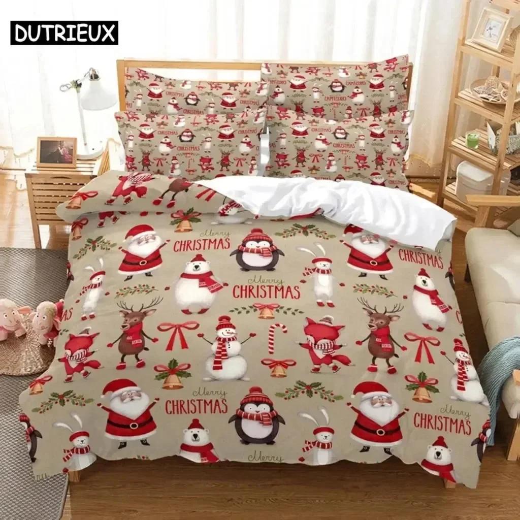 Luxury New 3D Print Christmas Duvet Cover Set King Size Single Double Bed Queen Full Blue Quilt Case Linen Twin Bedding Sets