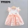 Girls Skirts Girls Baby Embroidered Bow Dresses Children Sweet Princess Skirts Girls Puff Skirts Round Neck Sleeveless