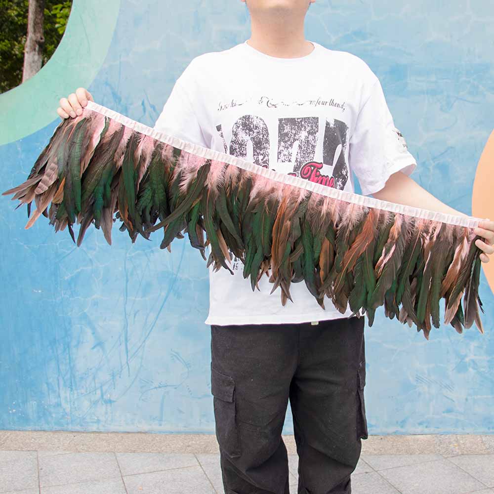 1 метр Натуральная красная петушиная хакл перьевая отделка бахрома 10-12 дюймов Свадебный карнавал украшение для вечеринки DIY одежда для шитья поделки