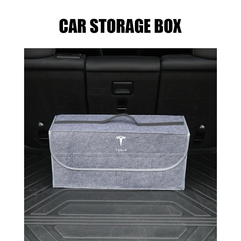 1Pcs Car Soft Felt Storage Bag Organizer Cars Foldable Trunk Car Accessories For Tesla Model 3 Model S Model X Model Y Roadster Bonina Coil