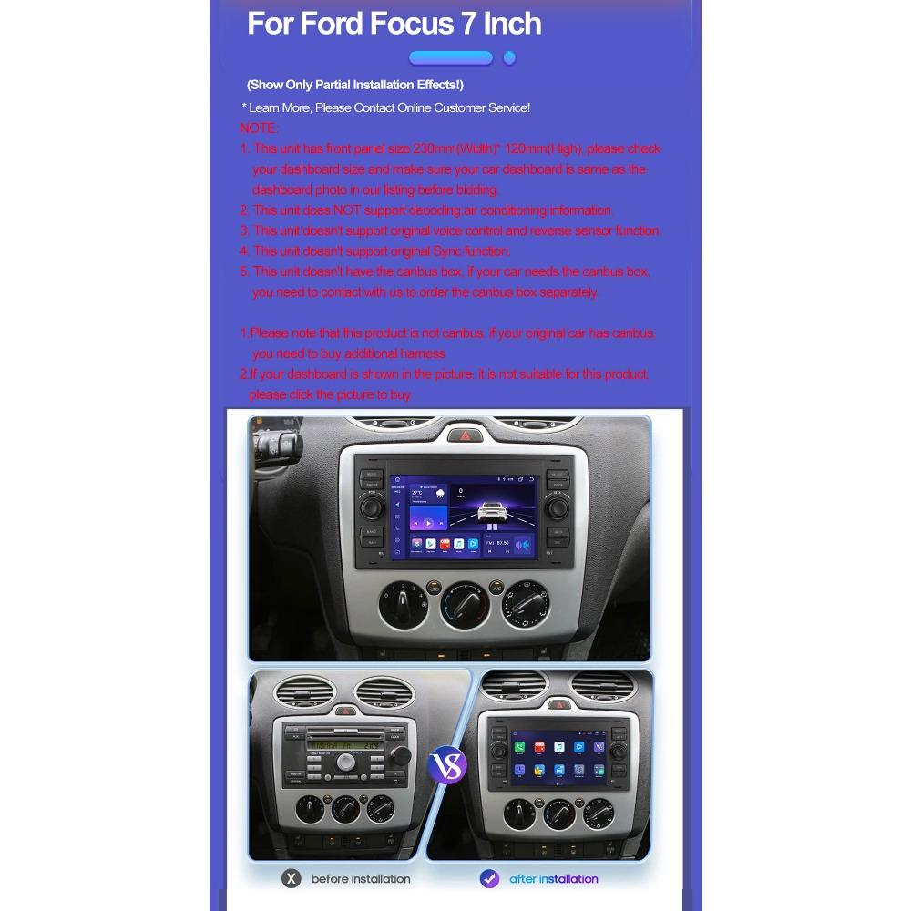 Car Radio Multimedia Player For Ford Focus 2007 Mondeo S-max C MAX Kuga Galaxy Fiesta Transit Fusion 2 Din Android Carplay GPS Autoradio 1+32GB