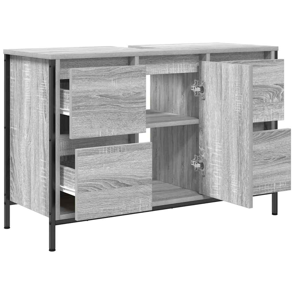 Grey Sonoma Bathroom Vanity Cabinet with Drawers 90 x 34.5 x 60 cm