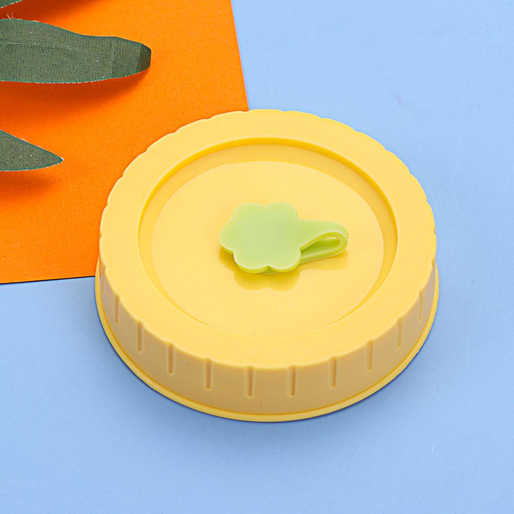 1/4Pcs Plastic Cute Leak-Proof Canning Lids Mason Jar Lids Jar Caps With Straw Hole