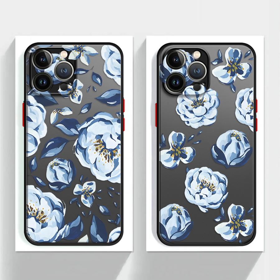 Мультяшная синяя цветочная funda задняя крышка чехол для телефона для iPhone 17 Pro Max 7 8 SE 11 15 XS XR 13 Mini 14 Air 12 16 Plus